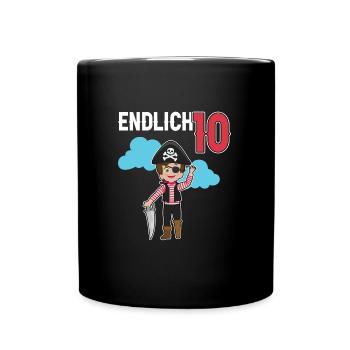 10.Geburtstag Pirat Piraten Geschenk - Tasse einfarbig - Schwarz - Vorne
