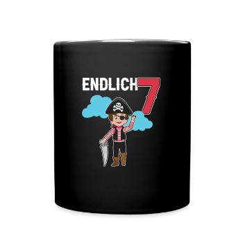 7.Geburtstag Pirat Piraten Geschenk - Tasse einfarbig - Schwarz - Vorne