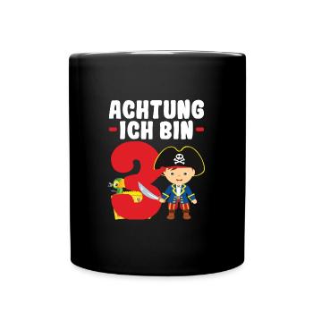 3.Geburtstag Pirat Piraten Party Geschenk - Tasse einfarbig - Schwarz - Vorne