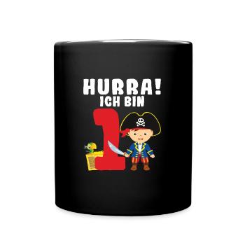1.Geburtstag Pirat Piraten Geschenk - Tasse einfarbig - Schwarz - Vorne