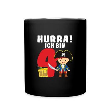 4.Geburtstag Pirat Piraten Geschenk - Tasse einfarbig - Schwarz - Vorne