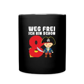 8.Geburtstag Pirat Piraten Party Geschenk - Tasse einfarbig - Schwarz - Vorne