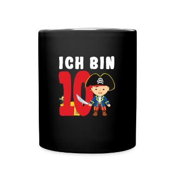 10.Geburtstag Pirat Piraten Geschenk - Tasse einfarbig - Schwarz - Vorne