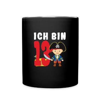 13.Geburtstag Pirat Piraten Geschenk - Tasse einfarbig - Schwarz - Vorne