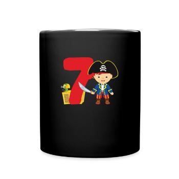 7.Geburtstag Pirat Piraten Geschenk - Tasse einfarbig - Schwarz - Vorne