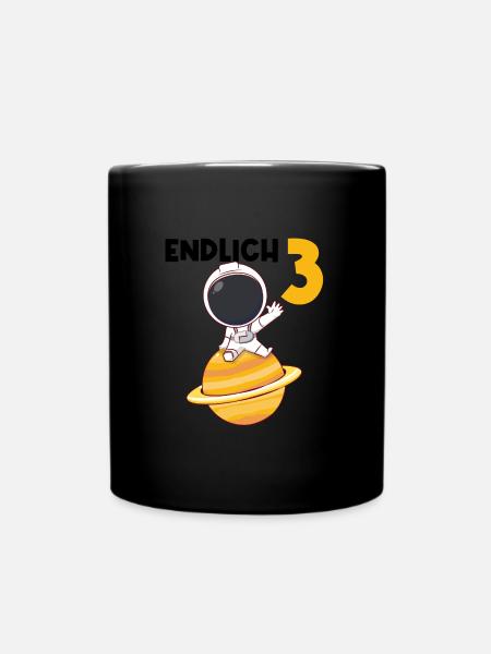 3.Geburtstag Astronaut 3 Jahre alt Geschenk - Tasse einfarbig - Schwarz