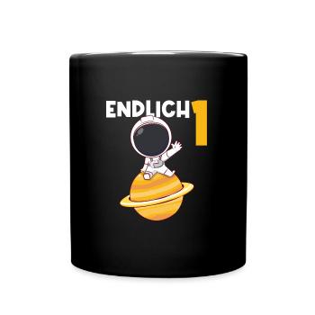 1.Geburtstag Astronaut Weltraum Geschenk - Tasse einfarbig - Schwarz - Vorne