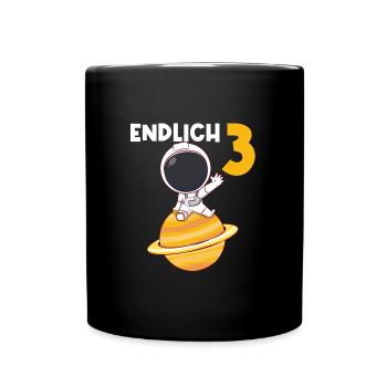 3.Geburtstag Astronaut Weltraum Geschenk - Tasse einfarbig - Schwarz - Vorne