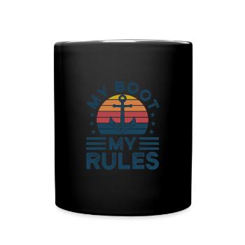 Kapitän Kapitäne Bootfahren Geschenk - Tasse einfarbig - Schwarz - Vorne
