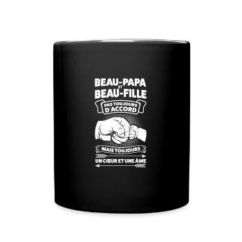 Beau-Père & Beau-Fille Beau-Père Geschenk - Tasse einfarbig - Schwarz - Vorne