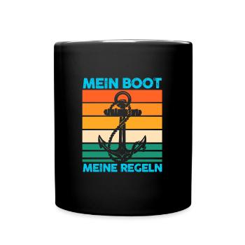 Boot Segeln Segler Geschenk - Tasse einfarbig - Schwarz - Vorne