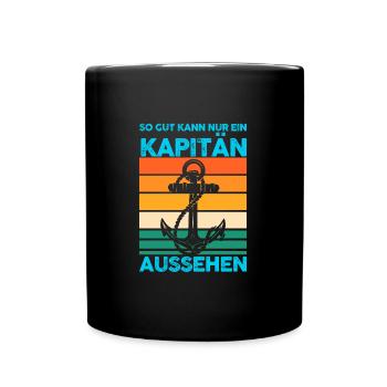 Kapitän Boot Bootfahrer Geschenk - Tasse einfarbig - Schwarz - Vorne