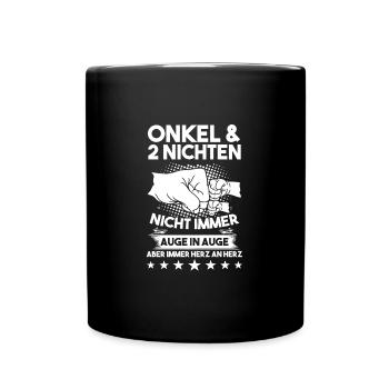 Onkel 2 Nichten Nichten Geschenk - Tasse einfarbig - Schwarz - Vorne