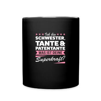 Patentante Taufe Taufpatin Geschenk - Tasse einfarbig - Schwarz - Vorne