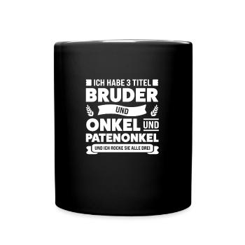 Patenonkel Pate Taufpate Geschenk - Tasse einfarbig - Schwarz - Vorne