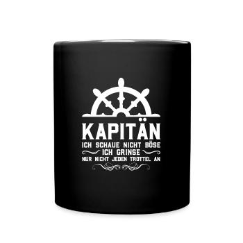 Kapitän Boot Segeln Geschenk - Tasse einfarbig - Schwarz - Vorne