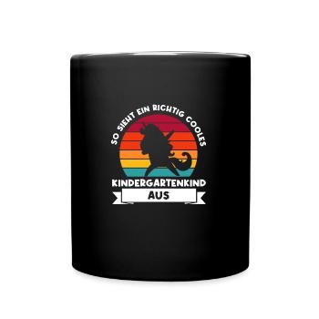 Kindergarten Einhorn Kindergartenanfänger Geschenk - Tasse einfarbig - Schwarz - Vorne