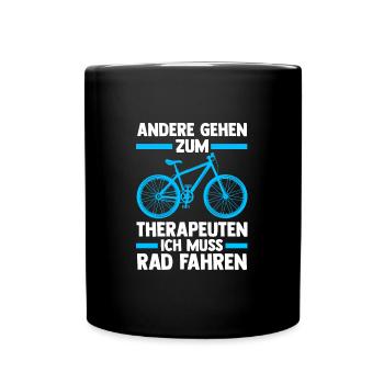 Fahrrad Rennrad Fahrradfahrer Geschenk - Tasse einfarbig - Schwarz - Vorne
