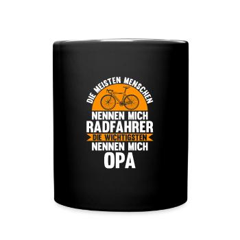 Fahrrad Opa Fahrradfahrer Geschenk - Tasse einfarbig - Schwarz - Vorne