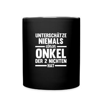 Onkel 2 Nichten Nichten Geschenk - Tasse einfarbig - Schwarz - Vorne