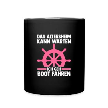 Kapitänin Boot Segelboot Geschenk - Tasse einfarbig - Schwarz - Vorne