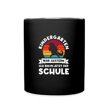 Schulkind Einhorn Schulbeginn Geschenk - Tasse einfarbig - Schwarz - Vorne