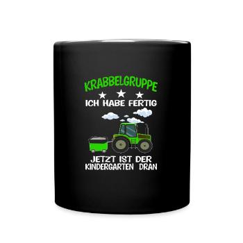Kindergarten Traktor Kindergartenanfänger Geschenk - Tasse einfarbig - Schwarz - Vorne