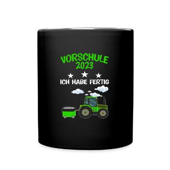 Vorschule 2023 Traktor Vorschüler Geschenk - Tasse einfarbig - Schwarz - Vorne