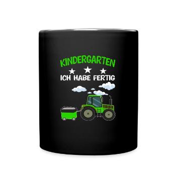 Kindergarten Traktor Kindergartenkind Geschenk - Tasse einfarbig - Schwarz - Vorne