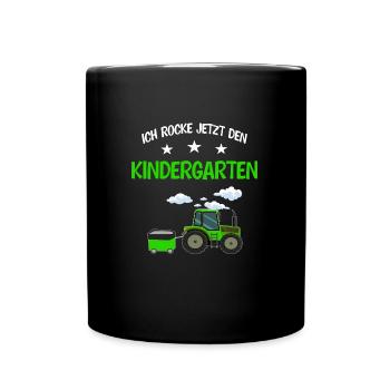 Kindergarten Traktor Kita Anfänger Geschenk - Tasse einfarbig - Schwarz - Vorne