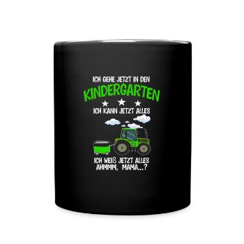 Kindergarten Traktor Kita Anfänger Geschenk - Tasse einfarbig - Schwarz - Vorne