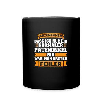 Patenonkel Pate Taufpate Geschenk - Tasse einfarbig - Schwarz - Vorne