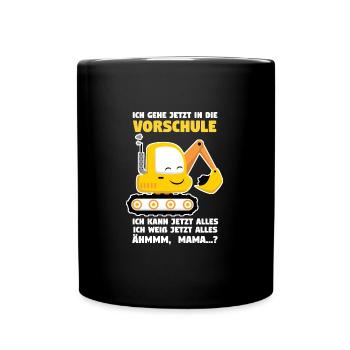 Vorschule Bagger Vorschüler Geschenk - Tasse einfarbig - Schwarz - Vorne