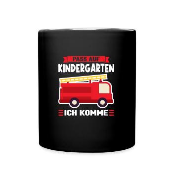 Kindergarten Feuerwehr Kita-Kind Geschenk - Tasse einfarbig - Schwarz - Vorne