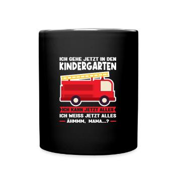 Kindergarten Feuerwehr Kindergartenanfänger - Tasse einfarbig - Schwarz - Vorne