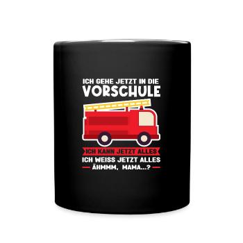 Vorschule Feuerwehr Vorschulkind Geschenk - Tasse einfarbig - Schwarz - Vorne