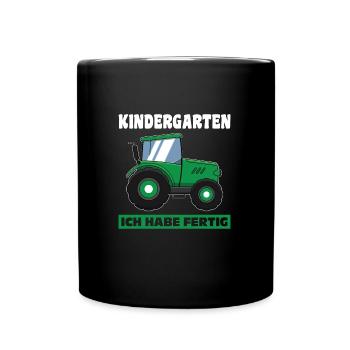 Kindergarten Traktor Kindergartenanfänger Geschenk - Tasse einfarbig - Schwarz - Vorne