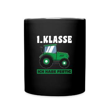 1.Klasse Traktor Schulanfänger Geschenk - Tasse einfarbig - Schwarz - Vorne