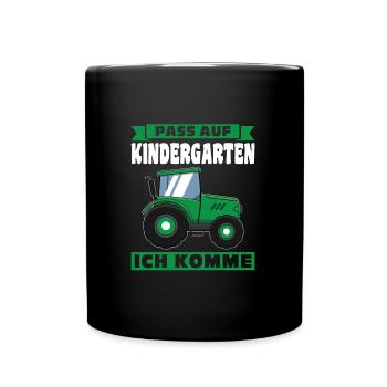 Kindergarten Traktor Kita-Kind Geschenk - Tasse einfarbig - Schwarz - Vorne