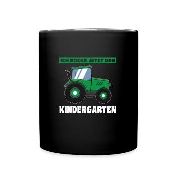 Kindergarten Traktor Kita-Start Geschenk - Tasse einfarbig - Schwarz - Vorne