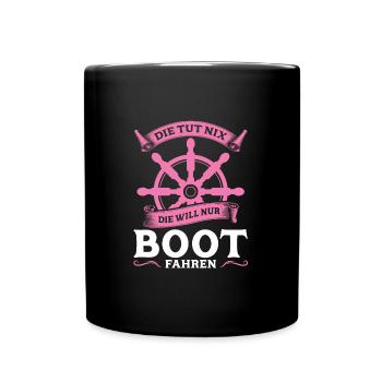Kapitänin Boot Segelboot Geschenk - Tasse einfarbig - Schwarz - Vorne