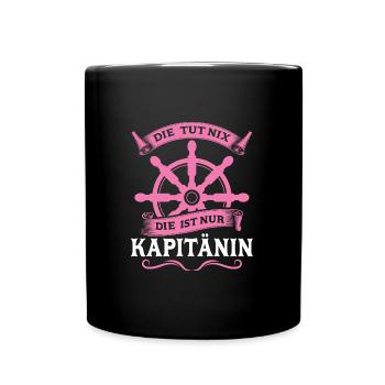 Kapitänin Boot Segelboot Geschenk - Tasse einfarbig - Schwarz - Vorne