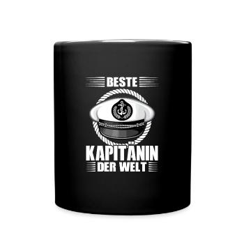 Kapitänin Boot Segeln Geschenk - Tasse einfarbig - Schwarz - Vorne