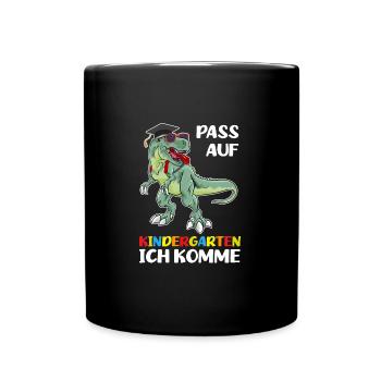 Kindergarten Dinosaurier Kindergartenanfänger - Tasse einfarbig - Schwarz - Vorne