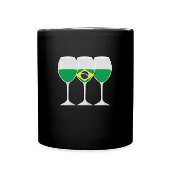 Flag Wine Glass Brazilian Gift - Full Colour Mug - black - Front