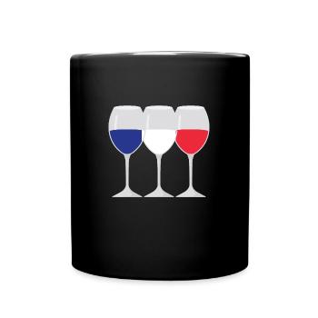 Flag Wine Glass French Roots Gift - Full Colour Mug - black - Front