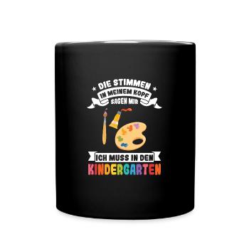 Kindergarten Anfang Kindergartenanfänger Geschenk - Tasse einfarbig - Schwarz - Vorne