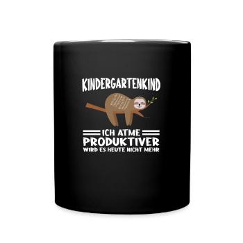 Kindergarten Faultier Kita-Start Geschenk - Tasse einfarbig - Schwarz - Vorne