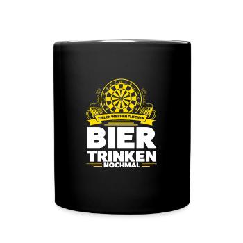Darten Bier Dart Spieler Geschenk - Tasse einfarbig - Schwarz - Vorne