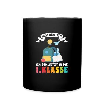 1.Klasse Schulanfang Schulanfänger Geschenk - Tasse einfarbig - Schwarz - Vorne
